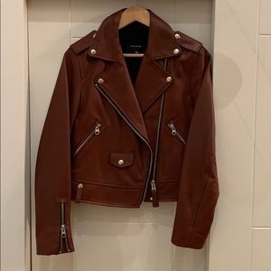 Mackage Baya Leather Jacket  in Brown, Size S